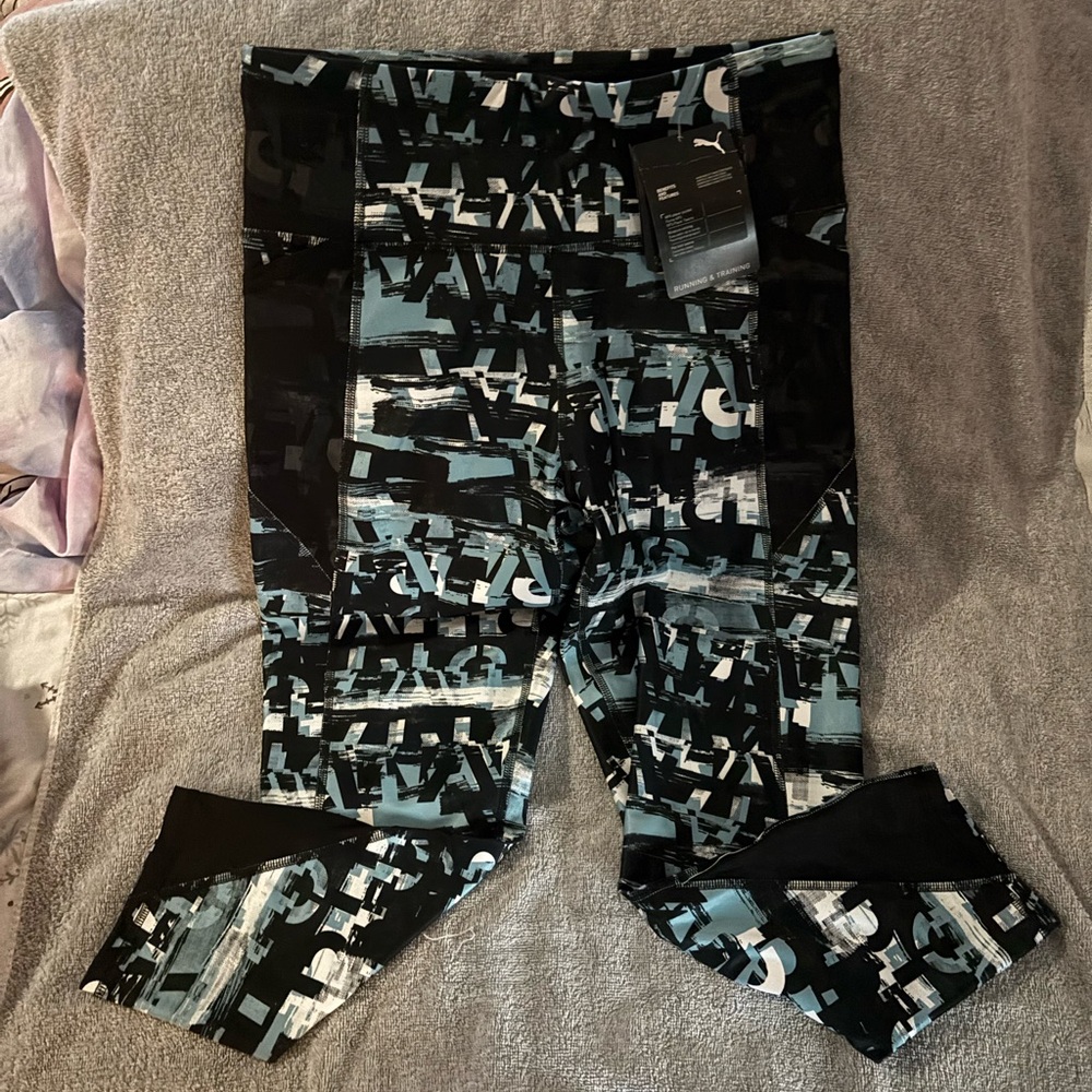 Puma Graphic Leggings - Black and Blue